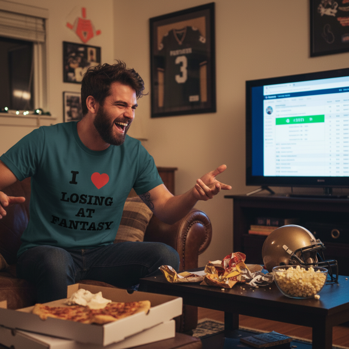 "I love losing at fantasy" Funny Fantasy Football T-Shirt