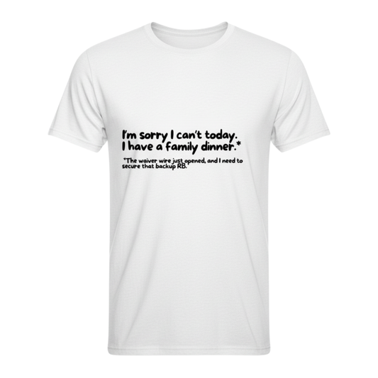 "Funny Excuse" Fantasy Football White T-Shirt