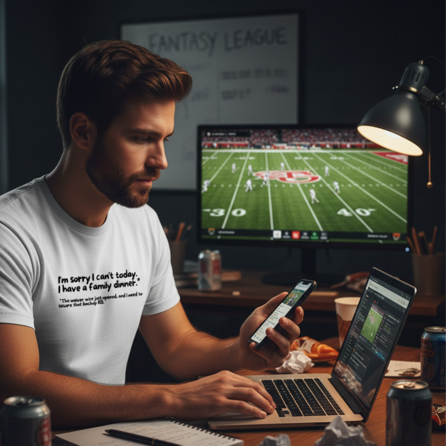 "Funny Excuse" Fantasy Football White T-Shirt